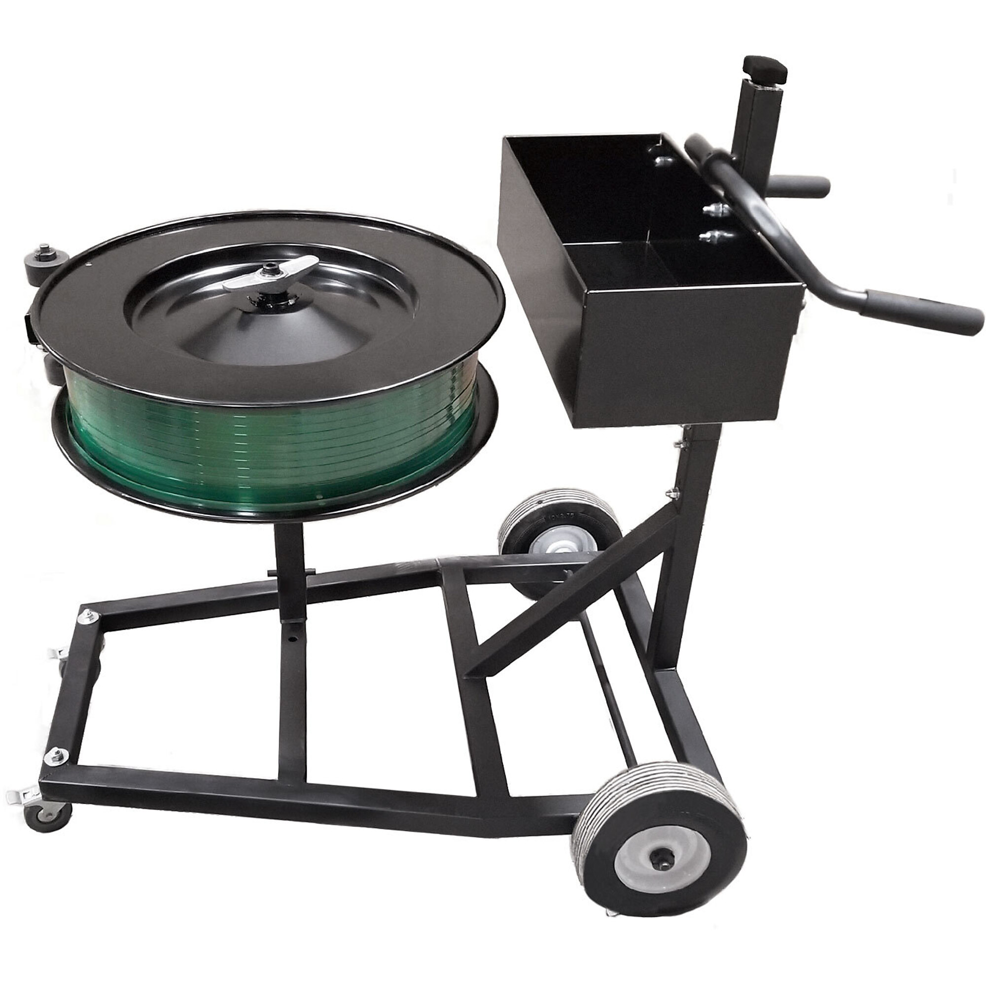 Encore Packaging Heavy-Duty Strapping Truck — Steel Frame, Adjustable Handle, Horizontal Dispenser, Model# EP-3520